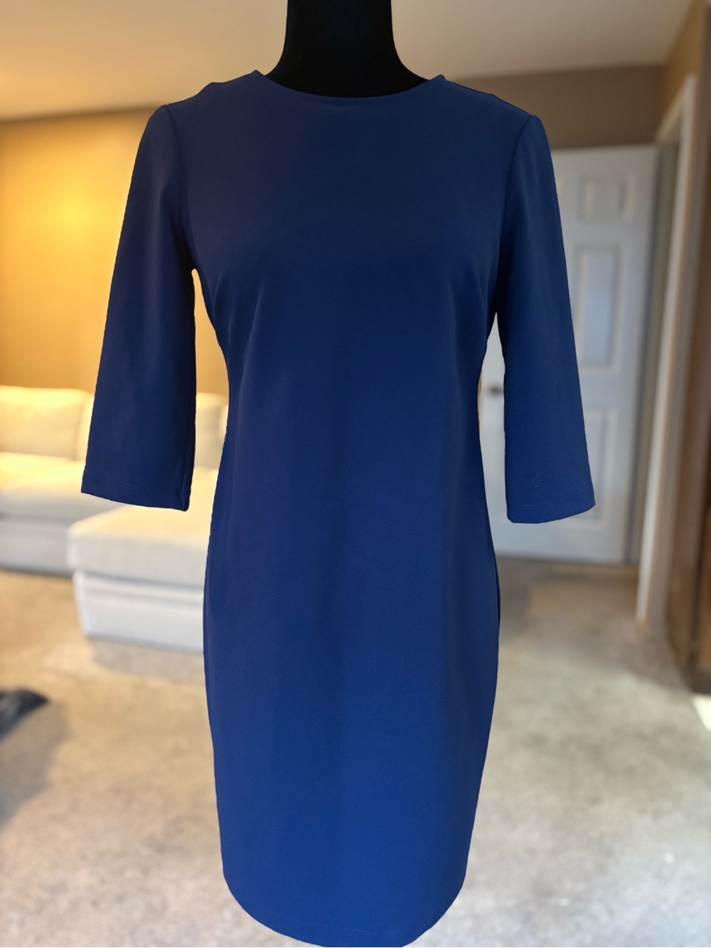 Marina Classic Navy Sheath Dress - Elegant Women's Dress size 4P